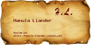 Hanula Liander névjegykártya